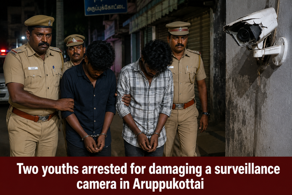 Two youths arrested for damaging a surveillance camera in Aruppukottai